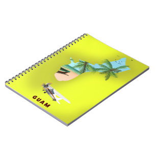 Illustrierte Karte von Guam als Reiseposter Notizblock