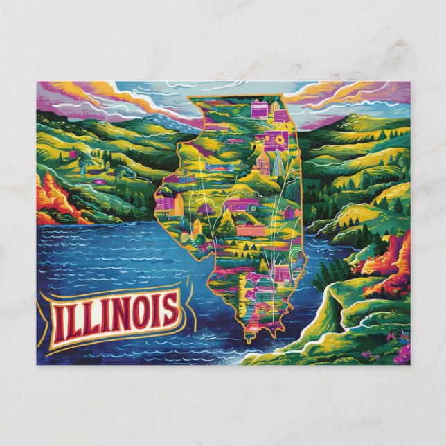 Illustrierte Karte von Illinois (Vorderseite)