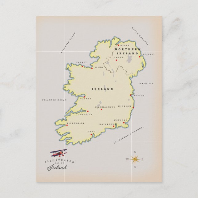 Illustrierte Karte von Irland (Vorderseite)