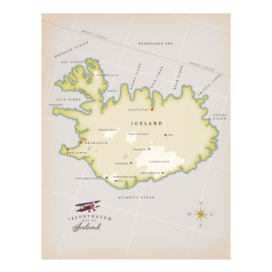 Illustrierte Karte von Island Fotodruck