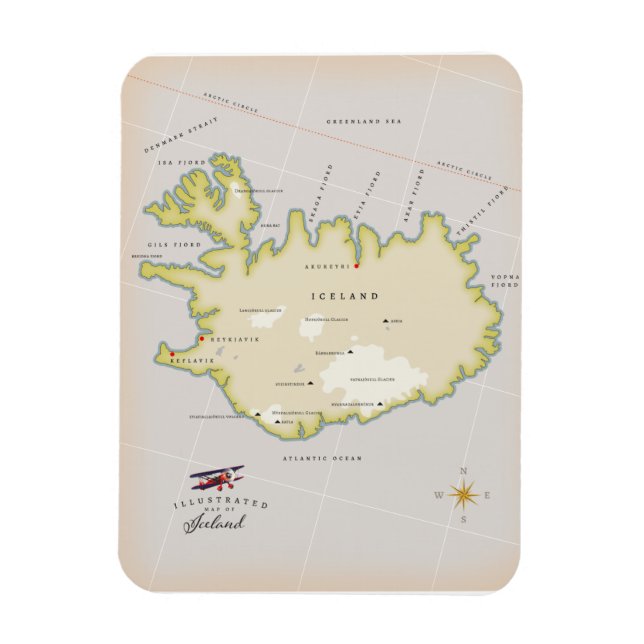 Illustrierte Karte von Island Magnet (Vertikal)