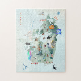 Illustrierte Karte von Kanada Art Puzzle