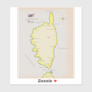 Illustrierte Karte von Korsika Aufkleber