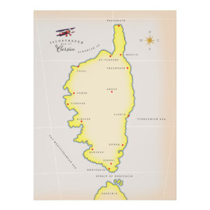 Illustrierte Karte von Korsika Fotodruck