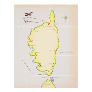 Illustrierte Karte von Korsika Fotodruck