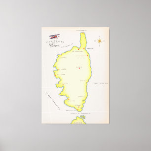 Illustrierte Karte von Korsika Leinwanddruck