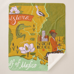 Illustrierte Karte von Louisiana, USA. Reise und R Sherpadecke