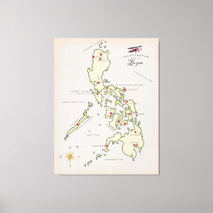Illustrierte Karte von Luzon Philippinen Karte Leinwanddruck