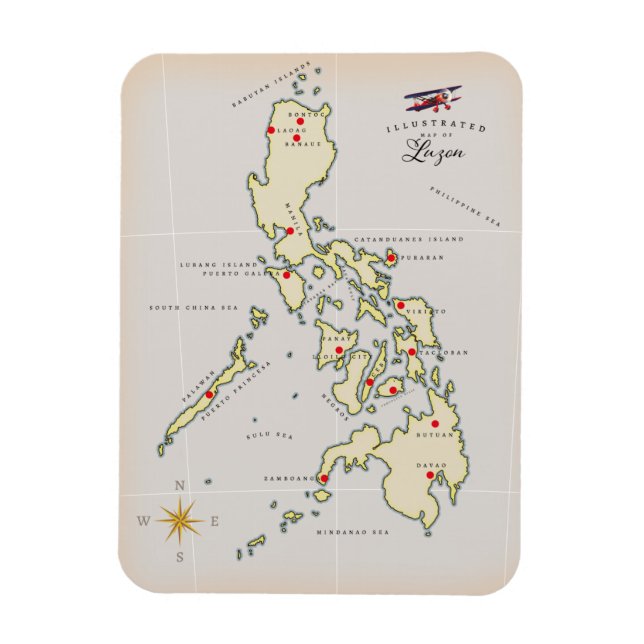 Illustrierte Karte von Luzon Philippines Magnet (Vertikal)