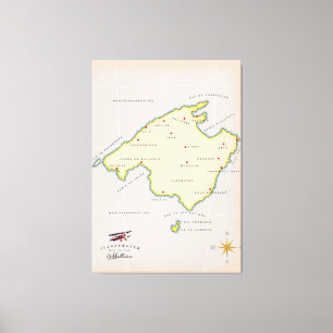 Illustrierte Karte von Mallorca Leinwanddruck