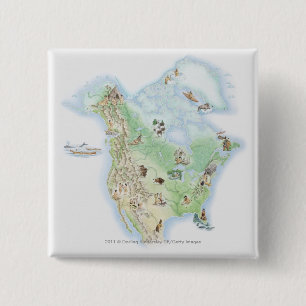 Illustrierte Karte von Nordamerika Button