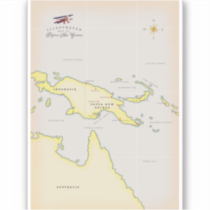 Illustrierte Karte von Papua-Neuguinea Aufkleber