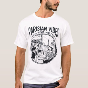 Illustrierte Karte von Paris Frankreich Stadt Szen T-Shirt