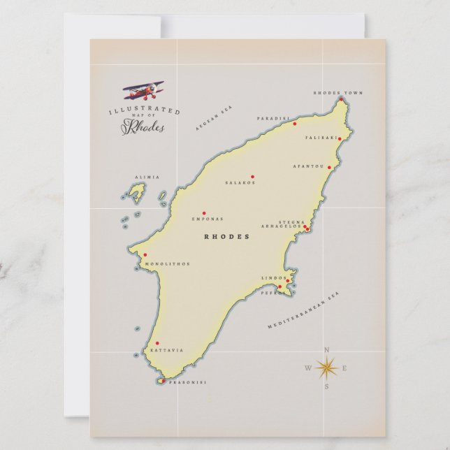 Illustrierte Karte von Rhodos. (Rückseite)