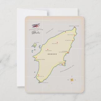 Illustrierte Karte von Rhodos.