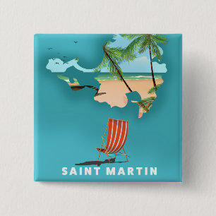 Illustrierte Karte von Saint Martin. Button