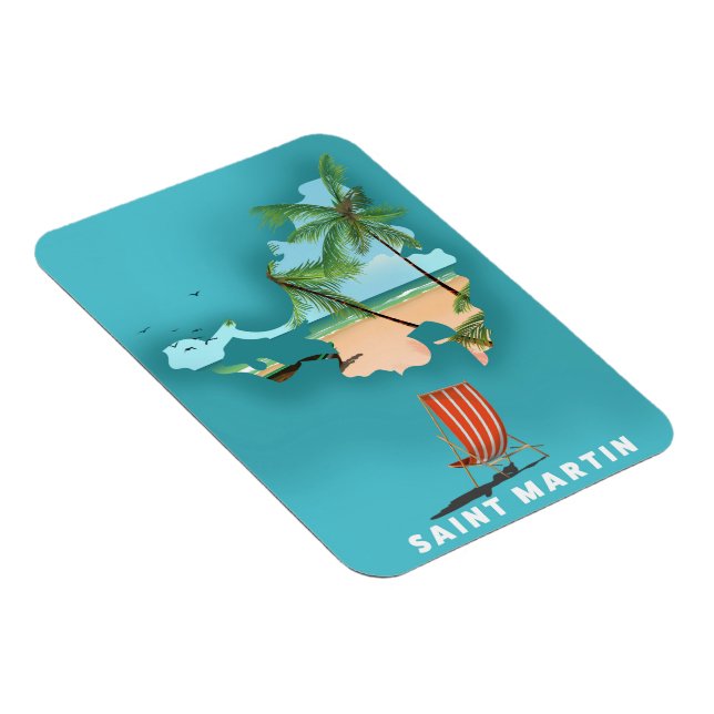Illustrierte Karte von Saint Martin. Magnet (Rechte Seite)