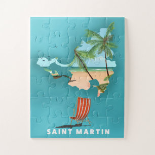 Illustrierte Karte von Saint Martin. Puzzle