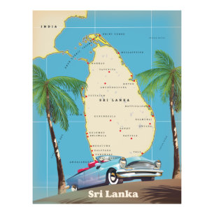 Illustrierte Karte von Sri Lanka Fotodruck