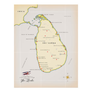 Illustrierte Karte von Sri Lanka Fotodruck