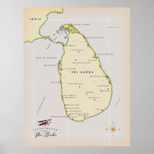 Illustrierte Karte von Sri Lanka Poster