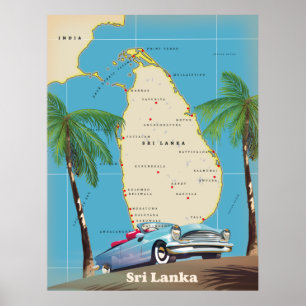 Illustrierte Karte von Sri Lanka Poster