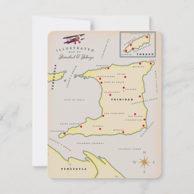 Illustrierte Karte von Trinidad und Tobago (Rückseite)