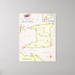 Illustrierte Karte von Trinidad und Tobago Leinwanddruck