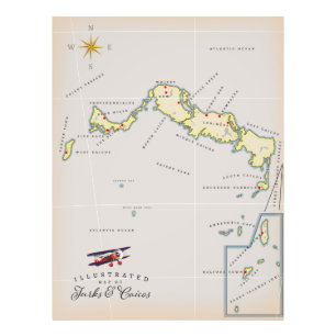 Illustrierte Karte von Turks und Caicos Fotodruck