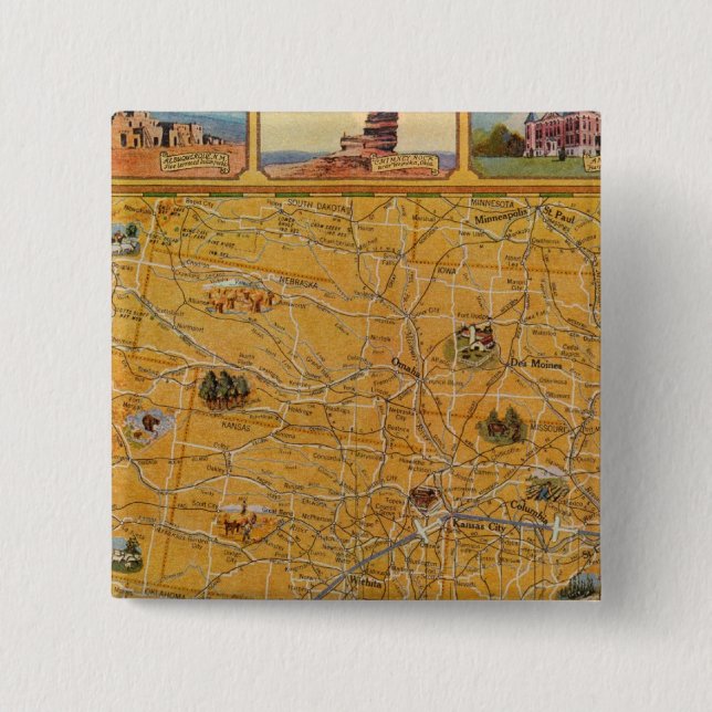 Illustrierte Karte von US Airways Button (Vorderseite)