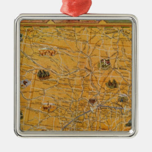 Illustrierte Karte von US Airways Silbernes Ornament