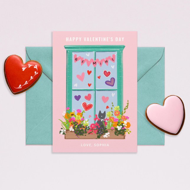 Illustrierte Katze im Windows Valentine Klassenzim Einladung (Von Creator hochgeladen)