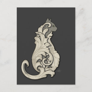 Illustrierte Katze Postkarte