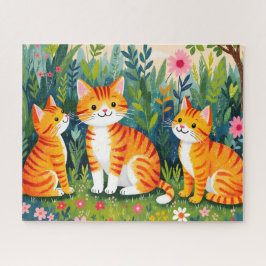 Illustrierte Katzen in Blüte Puzzle