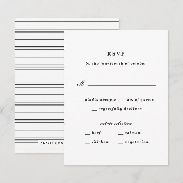 Illustrierte Knot Nautic RSVP Card - Schwarz (Vorne/Hinten)