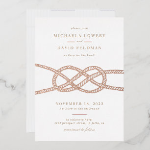 Illustrierte Knoten-Hochzeitseinladung - Beige Folieneinladung