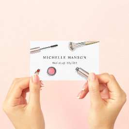 Illustrierte Kosmetik Makeup Stylist weiß Visitenkarte