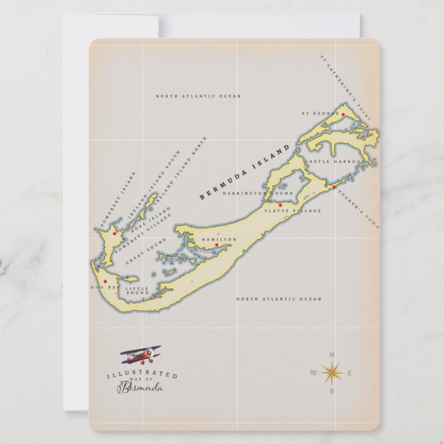 Illustrierte Landkarte von Bermuda (Vorderseite)