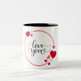 Illustrierte Liebe Rotes Schwarzes Sie Valentinsta Zweifarbige Tasse