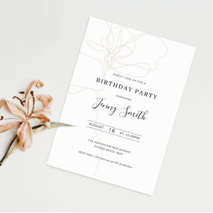 Illustrierte Line Art Geburtstagsfeier Einladung