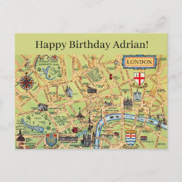 Illustrierte London-Geburtstagspostkarte Postkarte