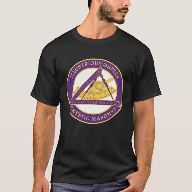Illustrierte Master Mason Cryptic Mauerwerk York R T-Shirt (Vorderseite)