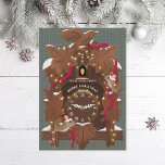 Illustrierte Mäuse auf Weihnachts-Kuckucksuhr Feiertagskarte<br><div class="desc">Originelle Abbildung einer Mäuse,  die eine Kuckucksuhr schmücken. Editable Begrüßung; fügen Sie Ihre eigene Nachricht oder Ihr Foto auf die Rückseite.</div>