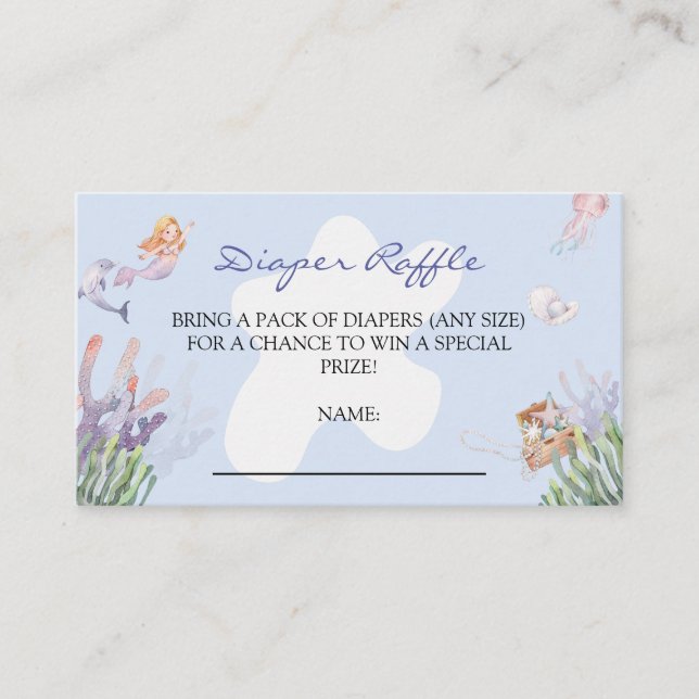 Illustrierte Mermaid Baby Duschdusche Windelwanne Begleitkarte (Vorderseite)