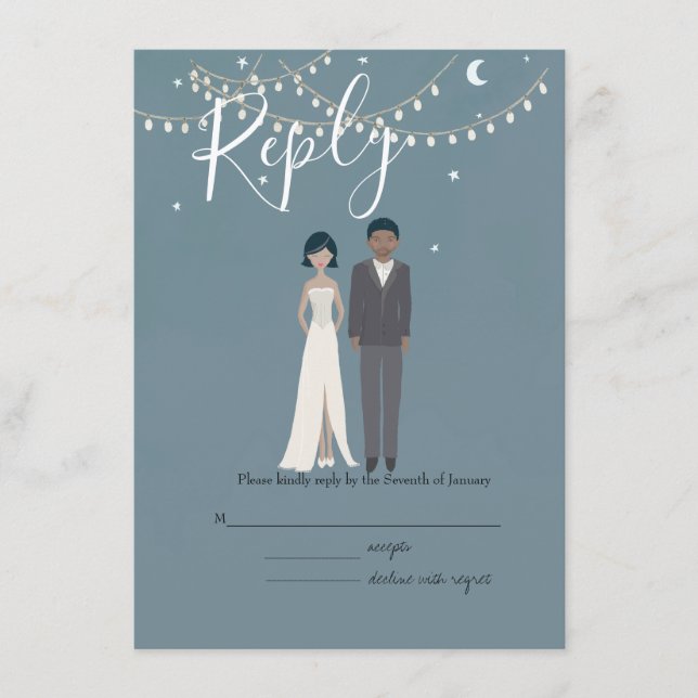 Illustrierte OM Couple UAWG Wedding Card Begleitkarte (Vorderseite)