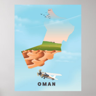Illustrierte Oman-Karte Reiseposter Poster