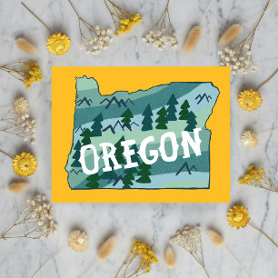 Illustrierte Oregon-Karte Postkarte