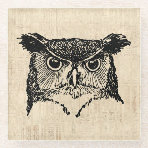 Illustrierte Owl Art Glasuntersetzer
