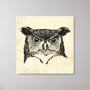 Illustrierte Owl Art Leinwanddruck