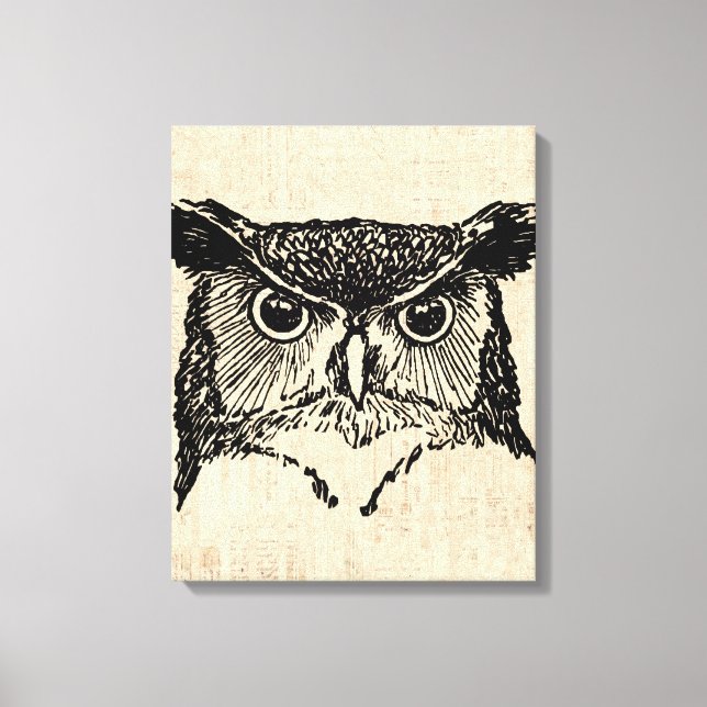 Illustrierte Owl Art Leinwanddruck (Vorderseite)